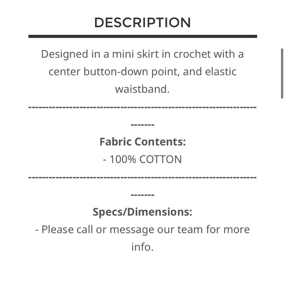 POL cream crochet mini skirt with pearl center buttons - Picture 5 of 5